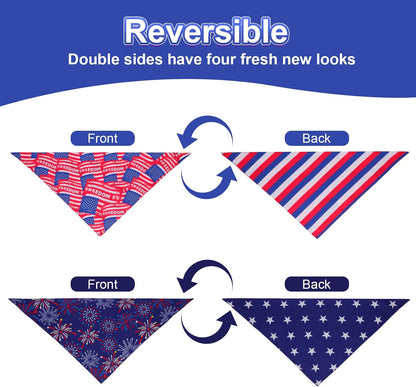 QUQULE extra large dog bandana tied securely around a puppy neck for Independence Day celebrations.