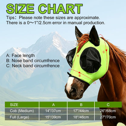 Youven fuchsia fly mask secured on horse model