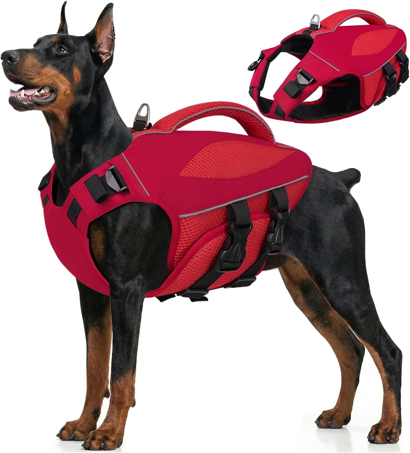 AOFITEE Large Dog Life Jacket, XL Dog Life Vest for Swimming, High Buoyancy Pet Swim Vest Swimsuit with Rescue Handle and D-Ring, Adjustable Reflective Lifesaver for Large Dogs (Blue with Yellow) - Image 13