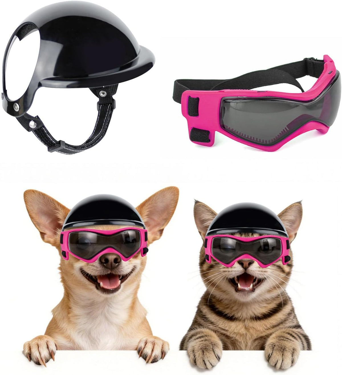 Dog Helmet for Small Dogs, XSmall Chihuahua Dog Motorcycle Helmets with Ear Holes, Pet Safety Hat Extra Small Doggy Helmet for Puppy & Cats Head Protection, Adjustable, Black XS - Image 10