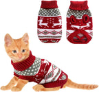 Vehomy dog christmas sweater front view festive red puppy holiday apparel