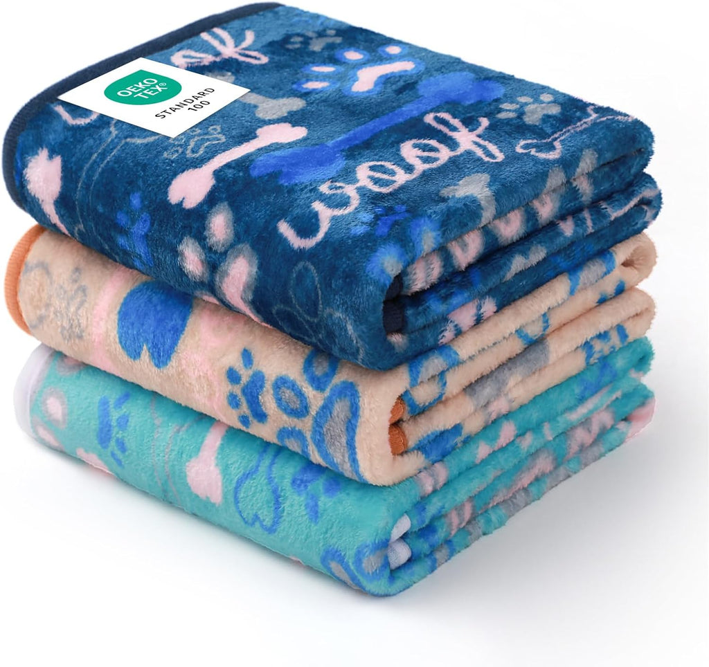 Luciphia 1 Pack 3 Blankets Fluffy Premium Fleece Pet Blanket Flannel Paw Printed Throw for Dog Cat(Small 23x16'', Grey/Brown/Blue) - Image 10