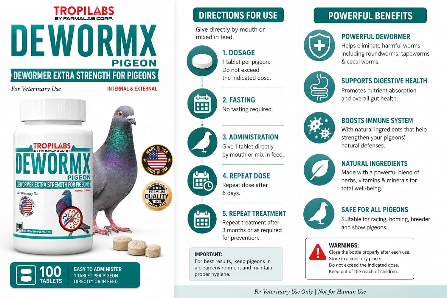 Farmalab extra strength avian supplement for internal and external parasite control