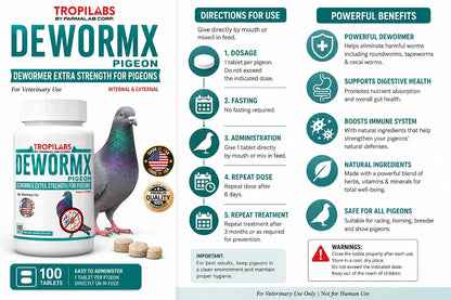 Farmalab extra strength avian supplement for internal and external parasite control