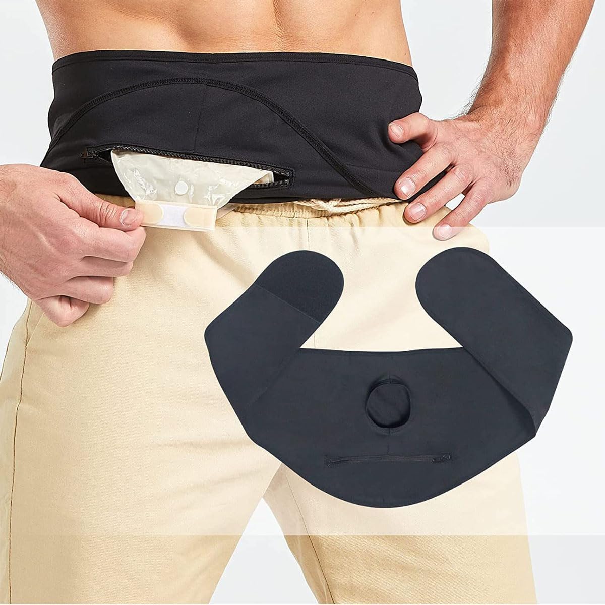 YEYSXSY pocket ostomy pouch support belt front view abdominal medical wrap