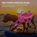 Waterproof pet safety jacket showing soft neoprene lining protection