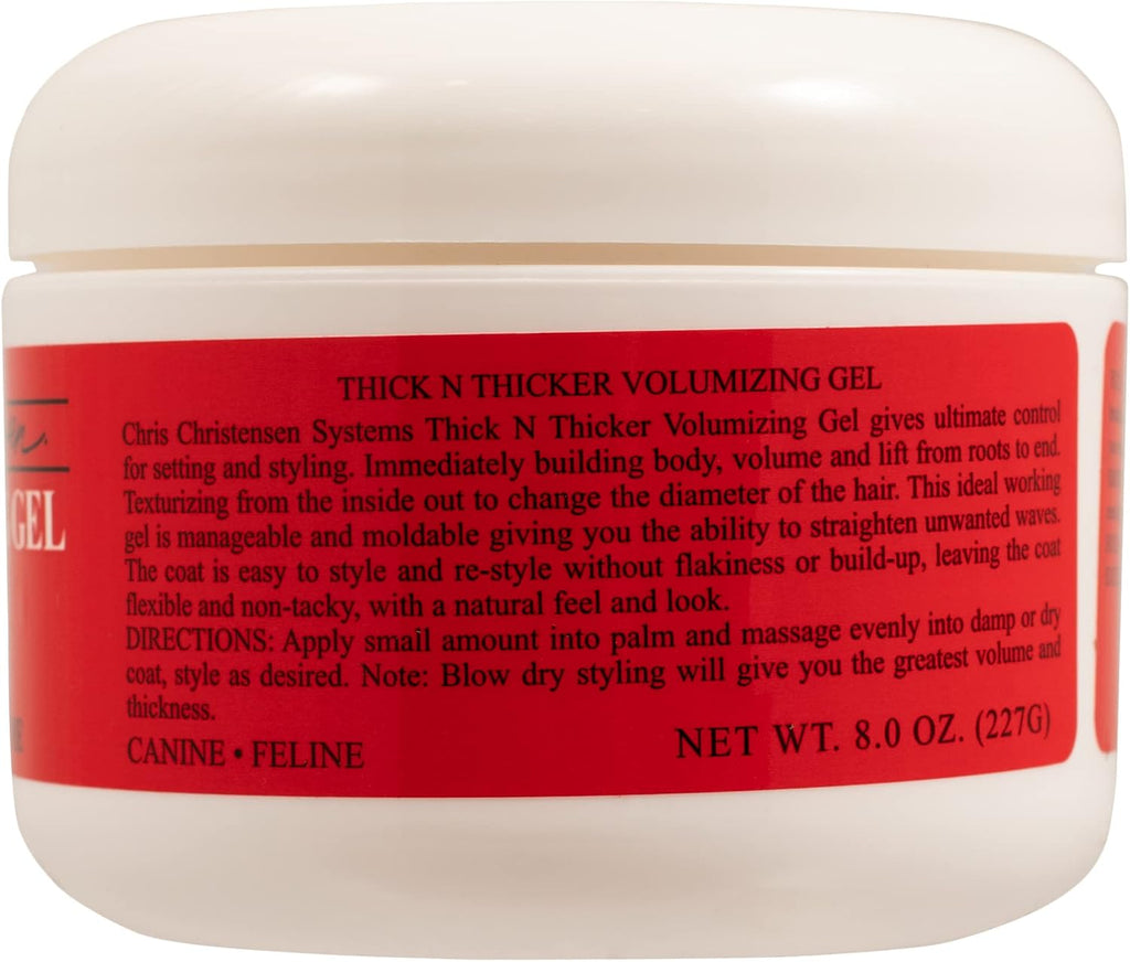 Chris Christensen Thick-N-Thicker Volumizing Gel 8 Ounce jar side label details
