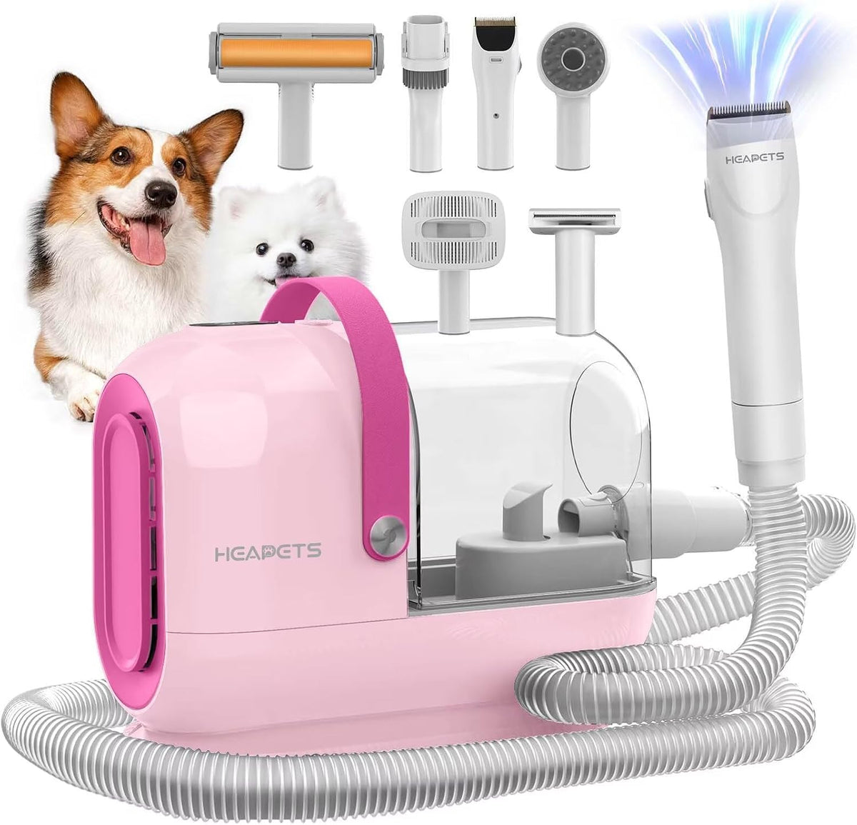 HEAPETS Dog Grooming Vacuum Kit - 3L Vacuum with 7 Tools, Low Noise Electric Clipper and Brush for Pet Shedding at Home, White - Image 10