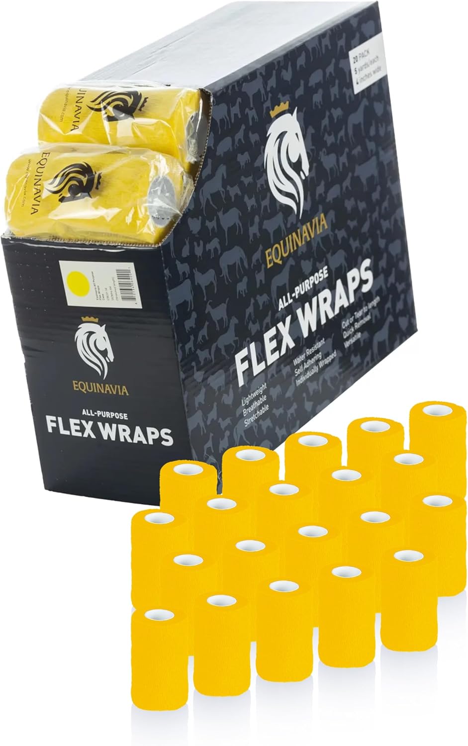 Equinavia 20 Pack Self Adhesive Bandage Wrap, 4 Inch Vet Wrap for Horses, Pets or Humans, with Easy Dispenser Case, Durable, Flexible, Protective Horse Leg Wraps for Barns, Vet Clinics, and First Aid - Image 15