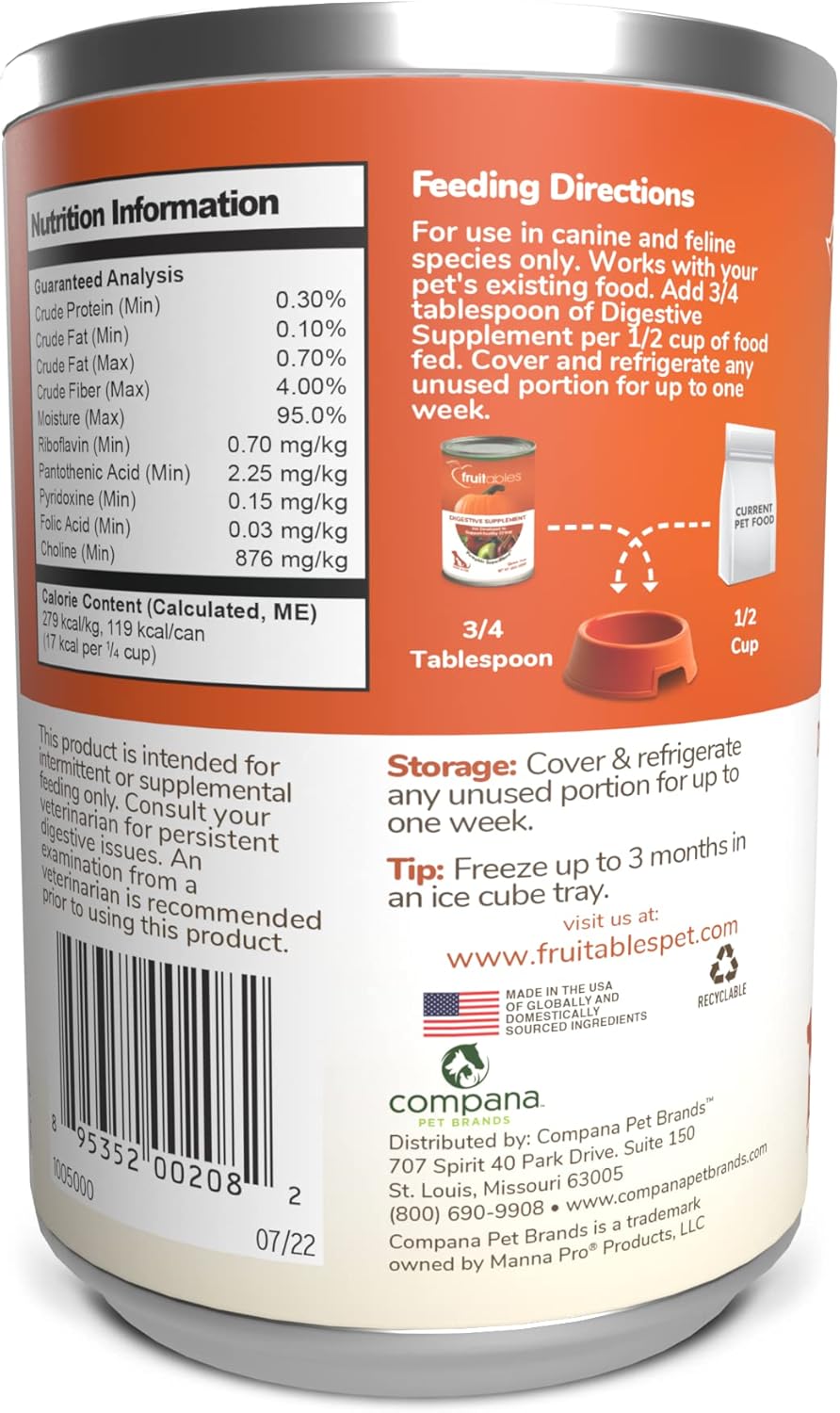 Cat eating food topped with Fruitables Pumpkin Digestive Supplement