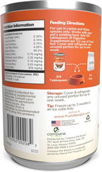 Cat eating food topped with Fruitables Pumpkin Digestive Supplement