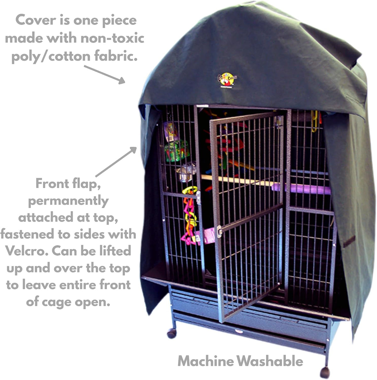 Bonka Bird Toys Cozzzy Cage Cover featuring Velcro front flap opening