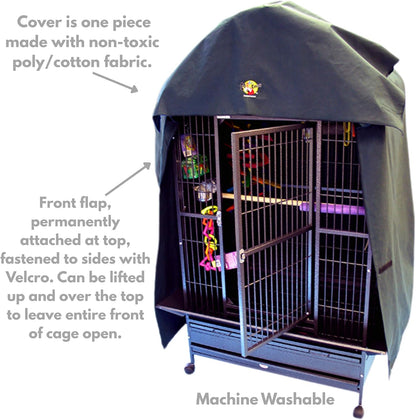Close up view of the durable stain resistant fabric weave used in the universal dome top pet bird cover