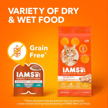IAMS Perfect Portions Sensitive Digestion & Skin Wet Cat Food Pate, Healthy Adult Grain Free Pate, Chicken Recipe, 2.6 oz. (24 Twin Packs) - Image 9