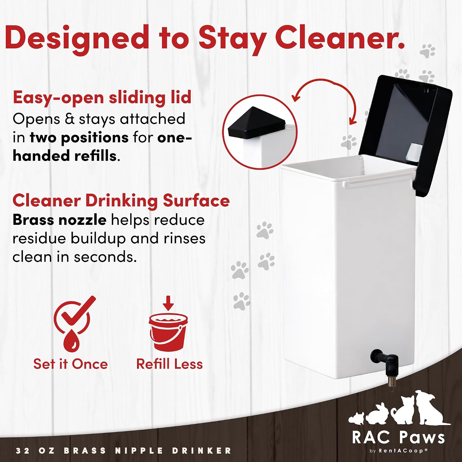 RentACoop automatic drinker spring clip mount