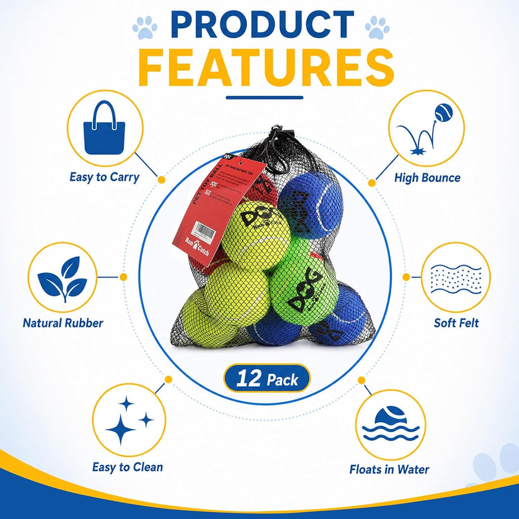 Insum dog tennis balls showing multi-colored design