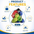 Insum dog tennis balls showing multi-colored design