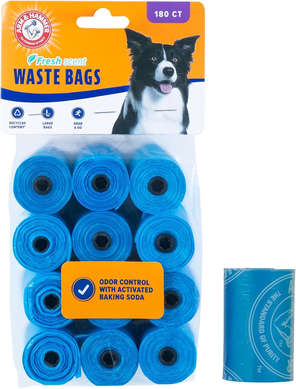 Arm & Hammer Easy-Tear Disposable Dog And Cat Waste Bags With Activated Baking Soda, 180 Dog Poop Bags, 9 x 14 Inches - Image 10