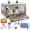 HKDQ Puppy Incubator with Heating front view of the eighty-five liter neonatal care enclosure for newborn litters.