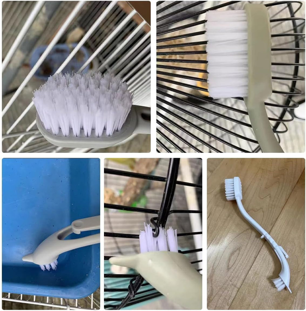 Grey color variant of MANON ROSA bird cage cleaner brush with durable dense bristles