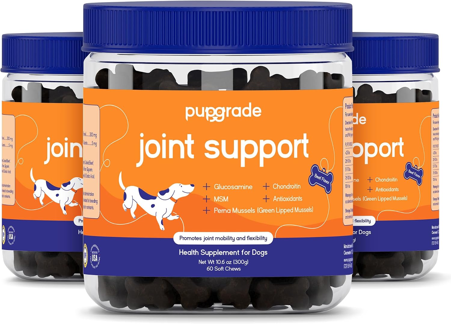 PupGrade Joint Support Supplement for Dogs - Glucosamine + Chondroitin with MSM and Perna - Supports Normal Hip & Joint Health for Occasional Discomfort, Beef Flavor - 60 Soft Chews - Image 11