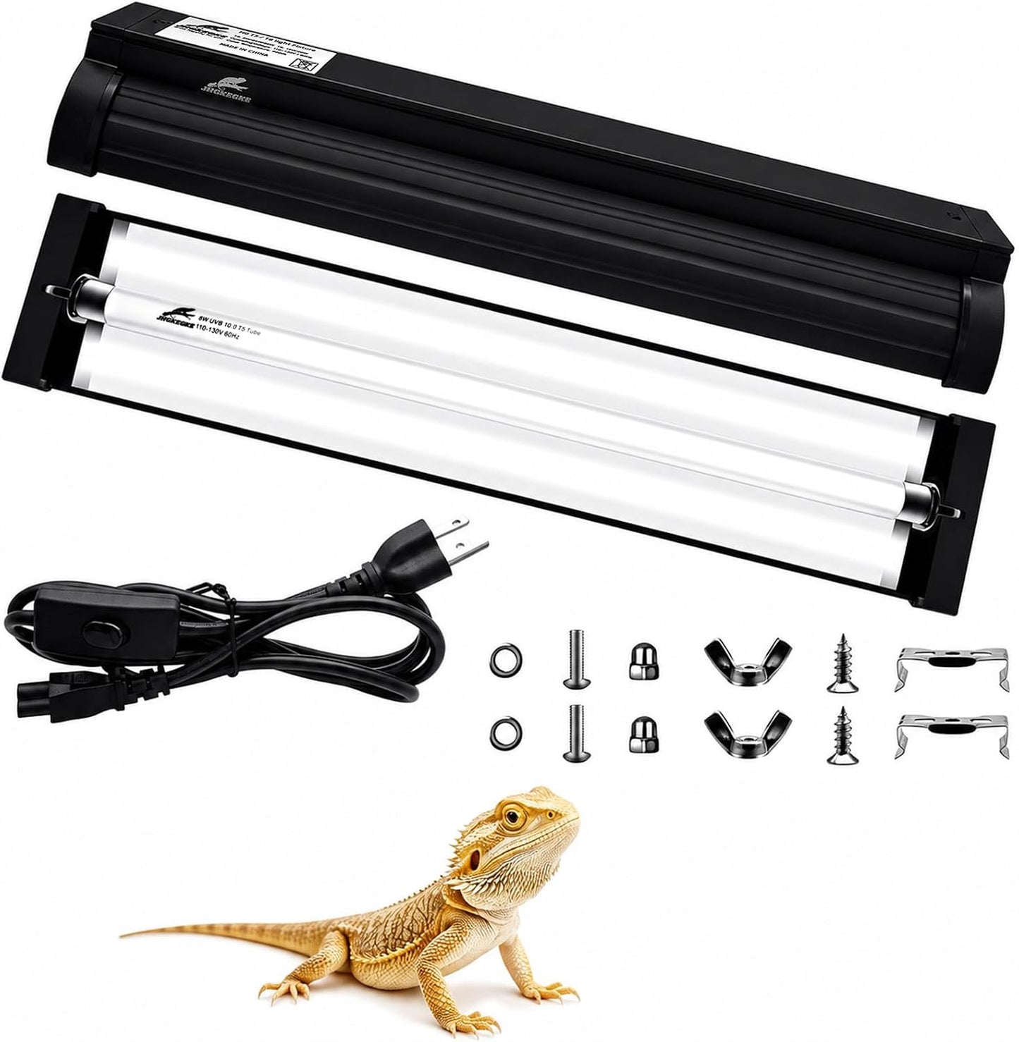 T5 10.0 UVB Reptile Light Fixture Combo Kit, 24W High Output UVA UVB Light with Upgraded Wider Alloy Reflector for Bearded Dragons Lizards Tortoises and Other Desert or Tropical Reptiles (22.7Inch) - Image 9