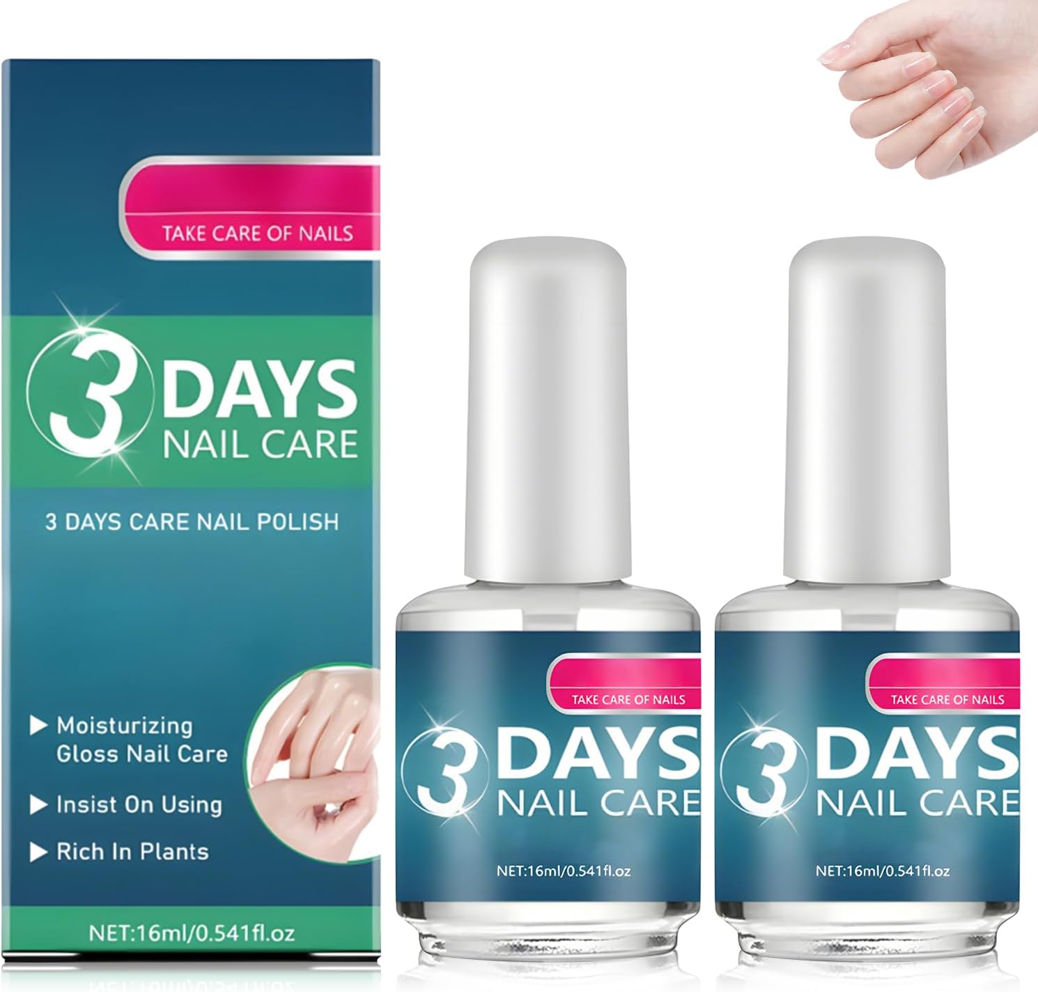 COTGOT 3 Days Nail Care Strengthening and Hydration treatment bottle front view for brittle nail repair.