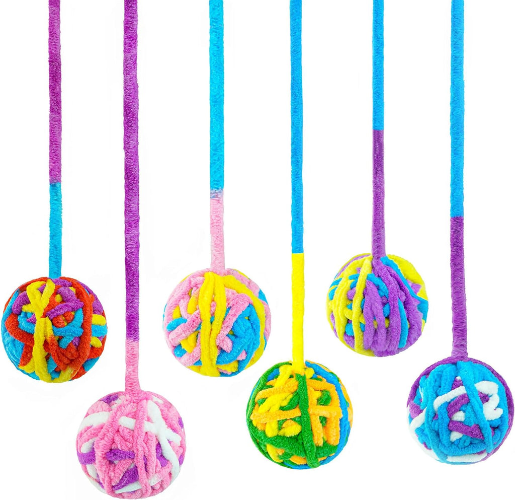 Chiwava 6 pack woolen yarn cat toy balls front view