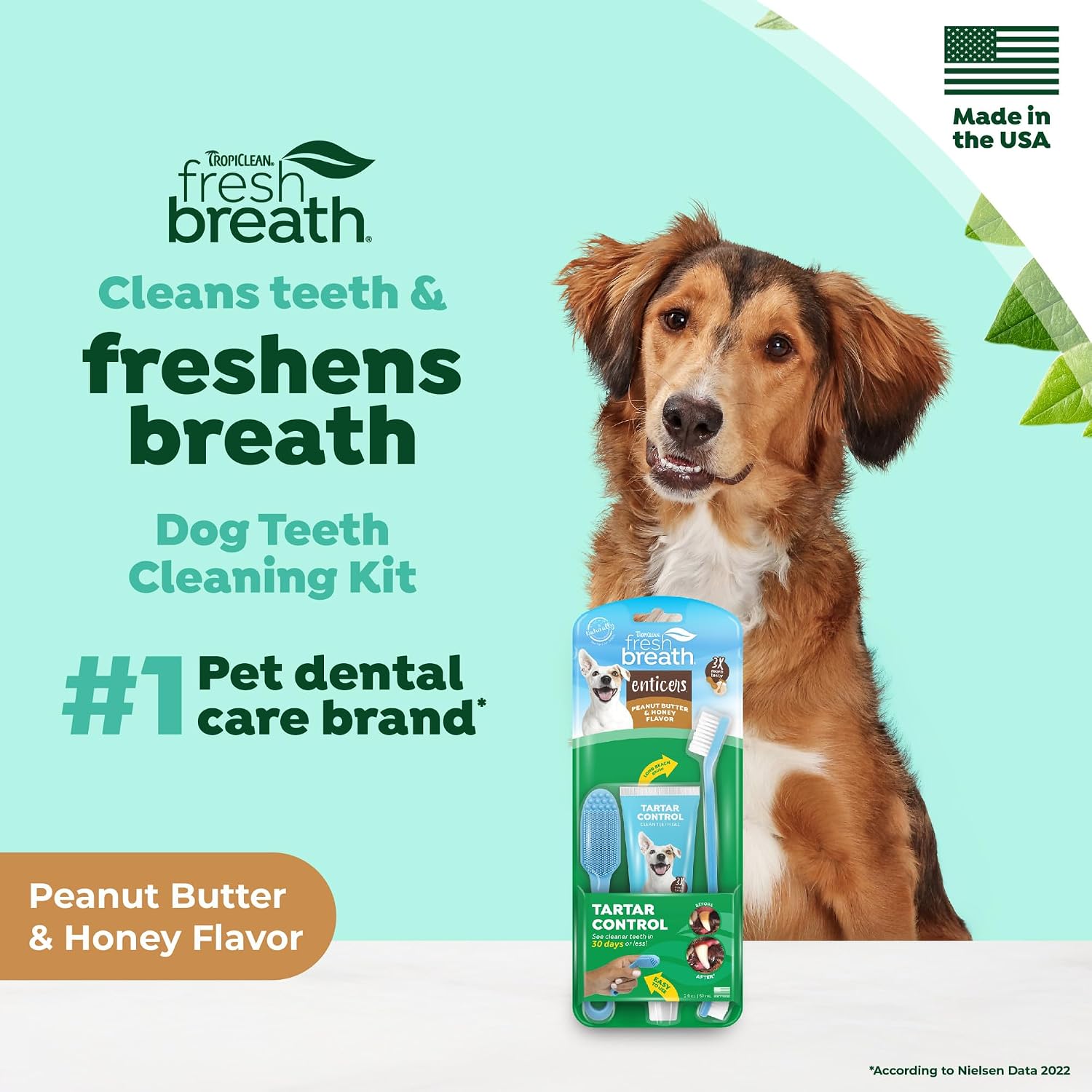 Soft bristle finger toothbrush included in the TropiClean dog dental kit