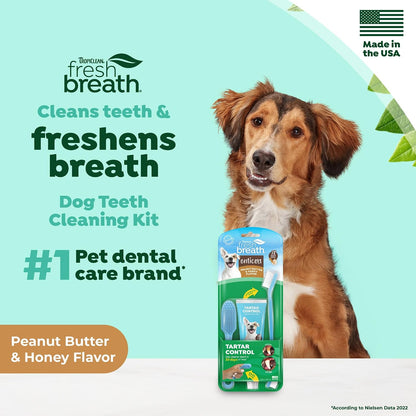 Soft bristle finger toothbrush included in the TropiClean dog dental kit