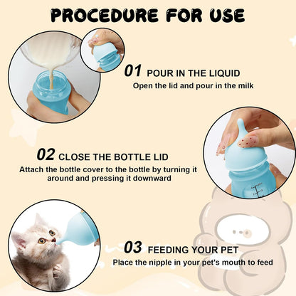 Holdes small animal milk feeder showing precise measurement scale for puppies.