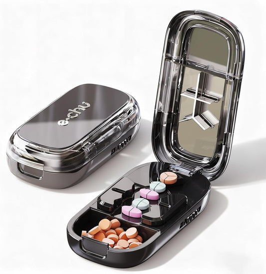 Ptyism adjustable pill cutter splitter front view showing beige exterior design