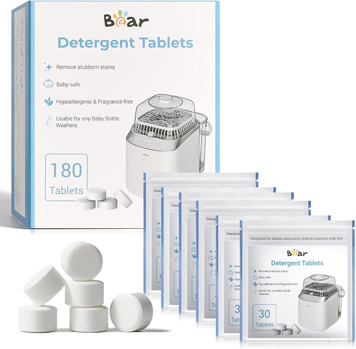Bear Official Bottle Washer Tablets 180 Count front packaging view