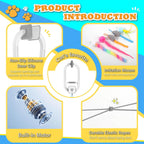 HappyCode automatic cat teaser showing three hundred sixty degree spinning feather attachment.