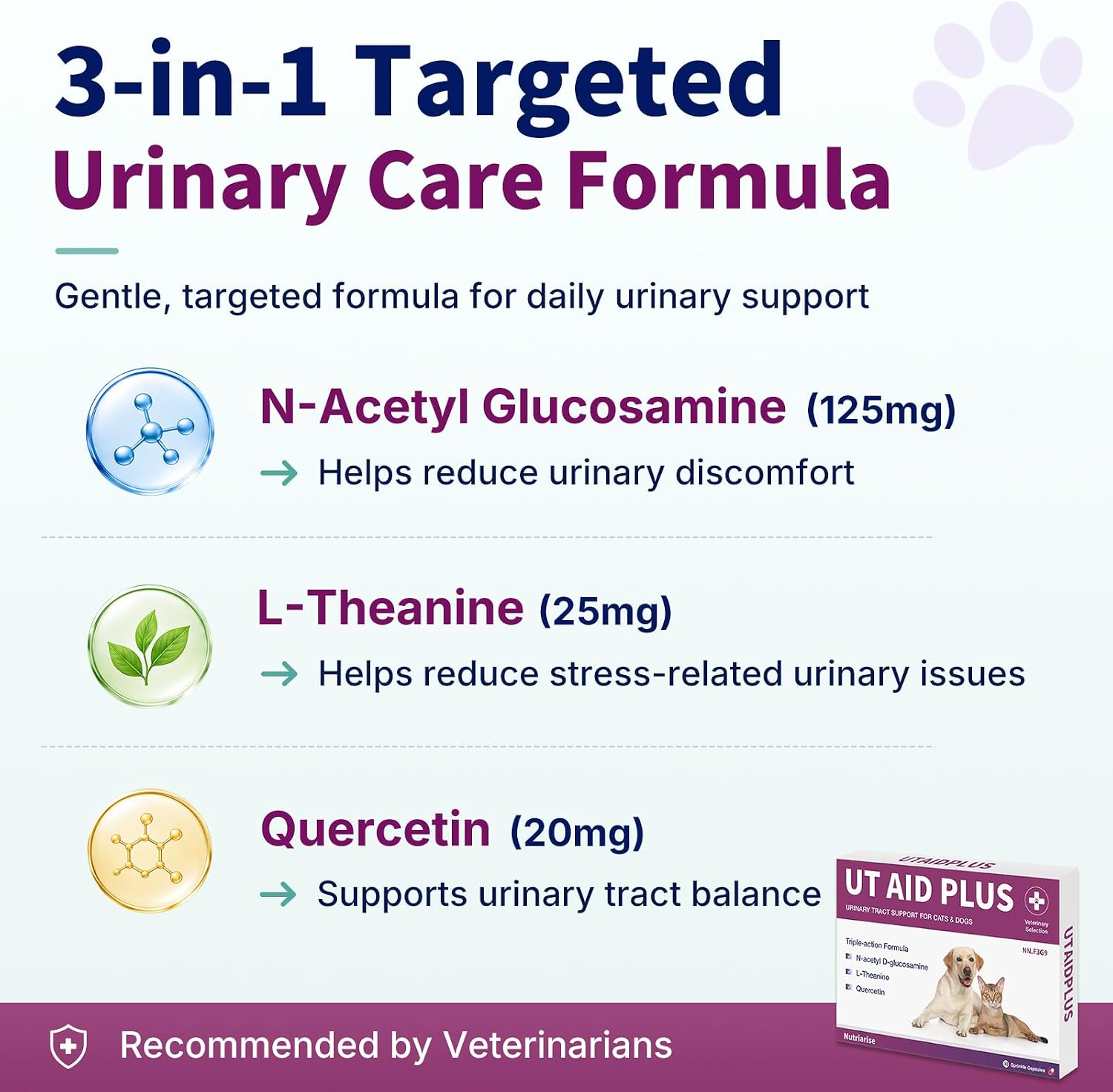 Natural UTI Treatment for Cats & Dogs - Antibiotic-Free Urinary Tract Infection Support Supplement - Bladder & Kidney Health - Incontinence Prevention - 30 Capsules - Image 3