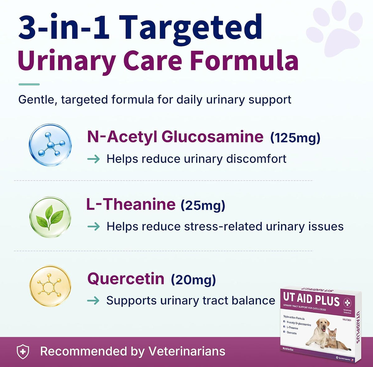 Natural UTI Treatment for Cats & Dogs - Antibiotic-Free Urinary Tract Infection Support Supplement - Bladder & Kidney Health - Incontinence Prevention - 30 Capsules - Image 3