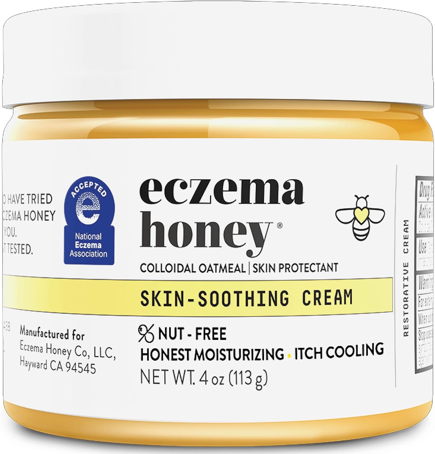 Eczema Honey Nut Free Original Skin Soothing Cream four ounces jar front view