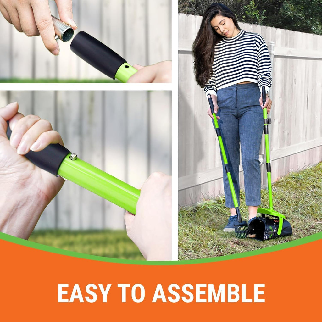 Pupzle Dry & Wet Dog Pooper Scooper with Bag Attachment, 40" Long Handle Dog Poop Shovel and Rake Pooper Scooper for Large Dogs, Poop Scoop for Yard, Large Capacity Swivel Bin, 75 Bags, Patent Pending - Image 9
