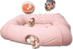 XxingSheep 4 Ways Shuttled XL Cat Tunnel Bed for Indoor Cats Peekaboo Cat Cave Donut with Cool Mat - Image 9