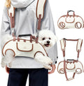 Atiansen Hands Free Dog Backpack Carrier front view featuring the beige and brown pet sling design with adjustable straps.