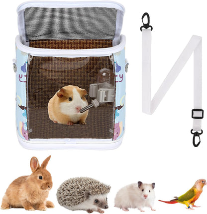 Guinea Pig Carrier Bag with Water BottleTravel Portable Small Animal Carrier Sling Pouch, Clear Window Carrier Backpack for Hamster Bunny Gerbil Hedgehog Sugar Glider Lizard Bird.(Pink) - Image 8