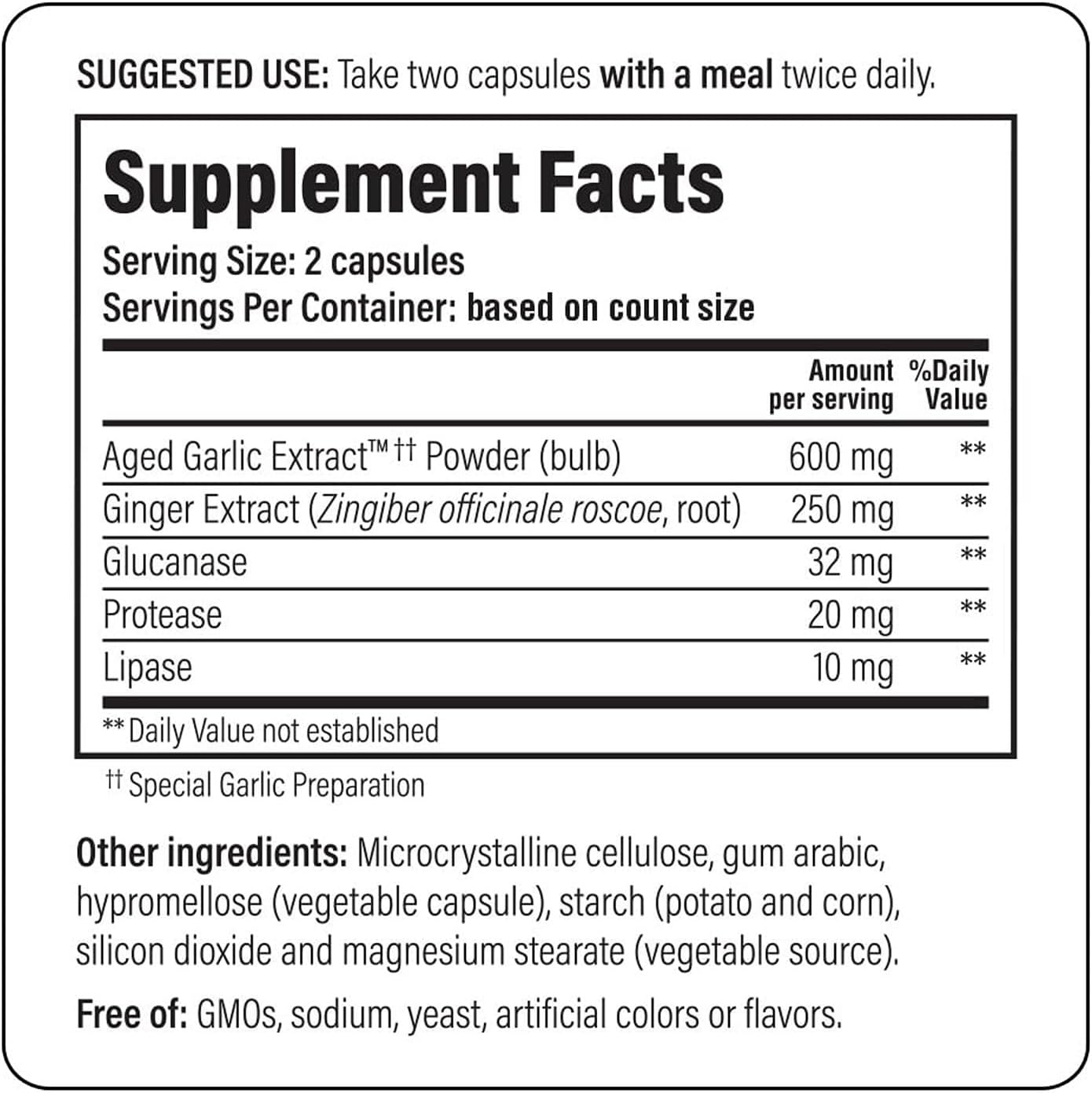 Odorless aged garlic extract 100 vegetarian capsules for internal cleansing