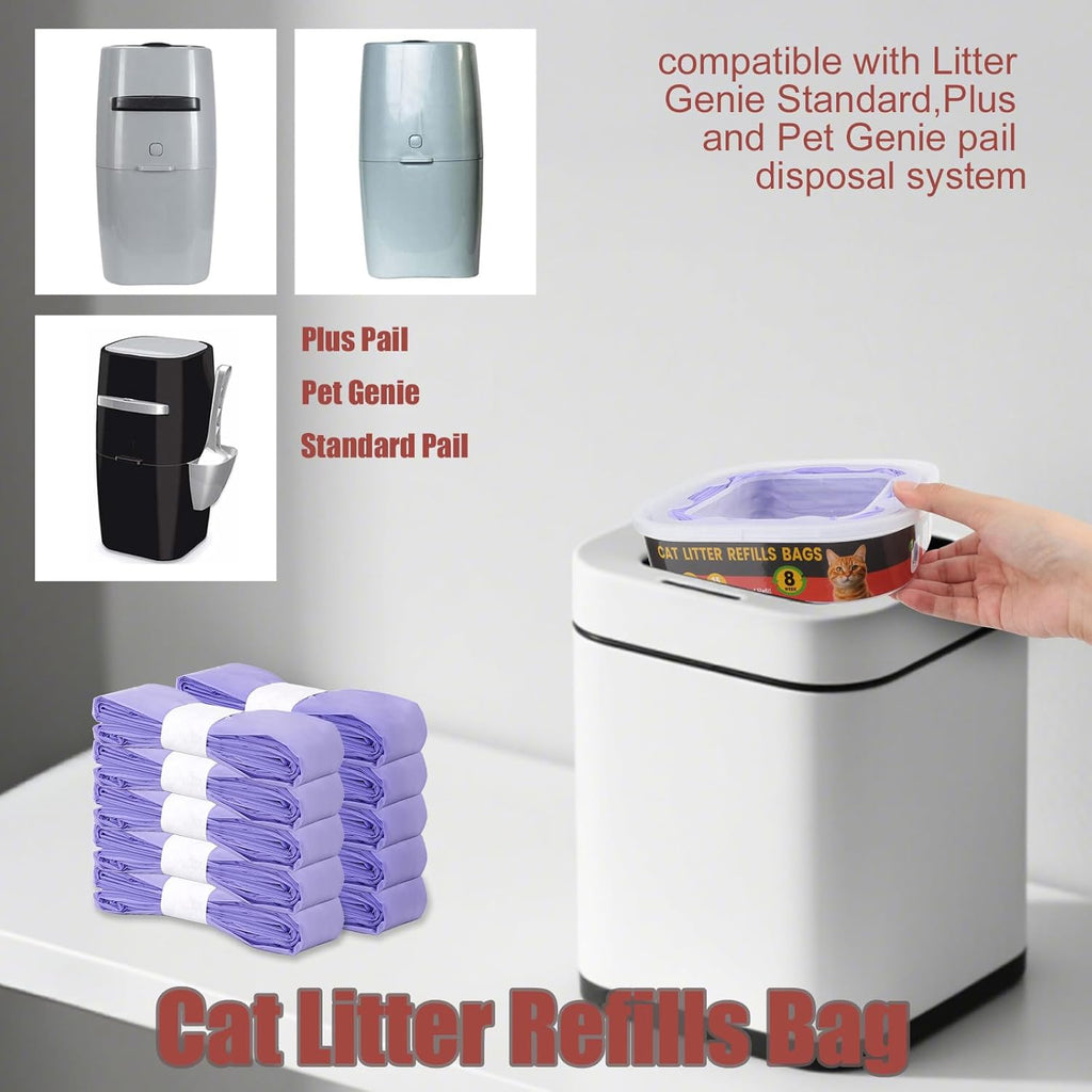 Ten pack cat litter bag refills with two reusable boxes packaged