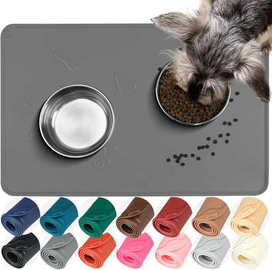 Vivaglory Flexmat Dog Food Mat Small Grey front view