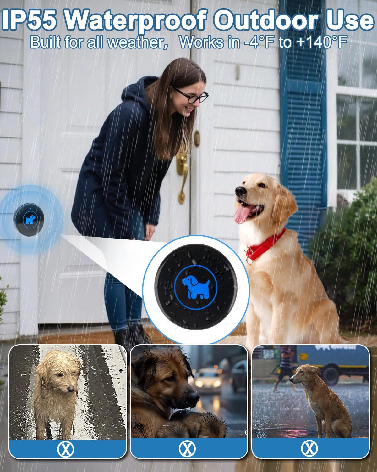 Side profile of Cangecit outdoor dog potty bell button