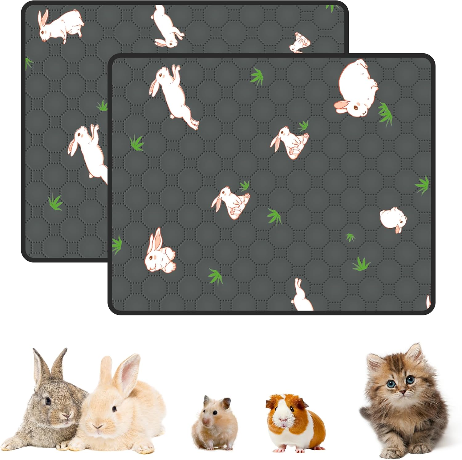 2-Pack Guinea Pig Cage Liner, 24" x 47" Reusable Guinea Pig Bedding Washable Absorbent Pee Pads for Dogs Rabbit Chinchilla Hamster, Leakproof & Anti Slip - Image 14