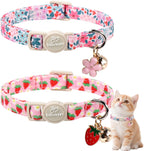 2 Pack Pink Cat Collars - Spring Summer Breakaway Cat Collar with Bell, Bow and Flower Pendant, Adjustable Kitten Collars for Girl Cats, Cute Pink Plaid &Bow - Image 9