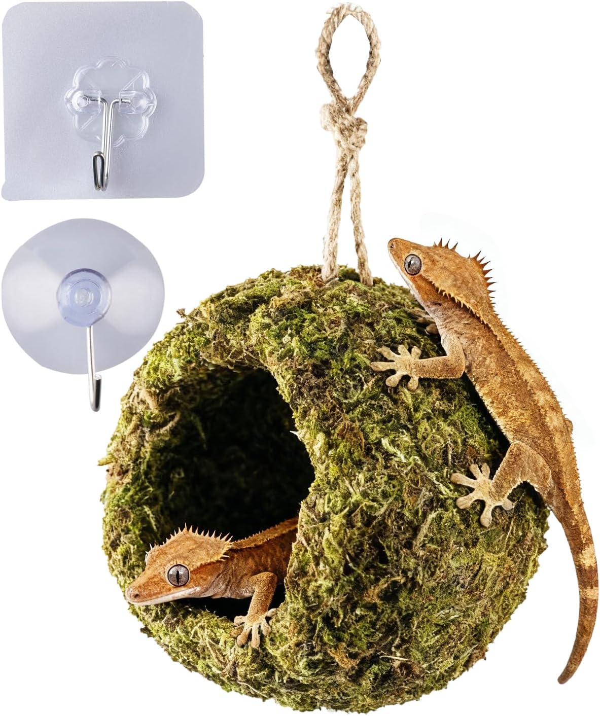 Handmade Crested Gecko Tank Accessories - Bearded Dragon Accessories, Reptile Hideout, Hermit Crab and Small Reptile Habitat 4.7x3.5x9in - Image 1