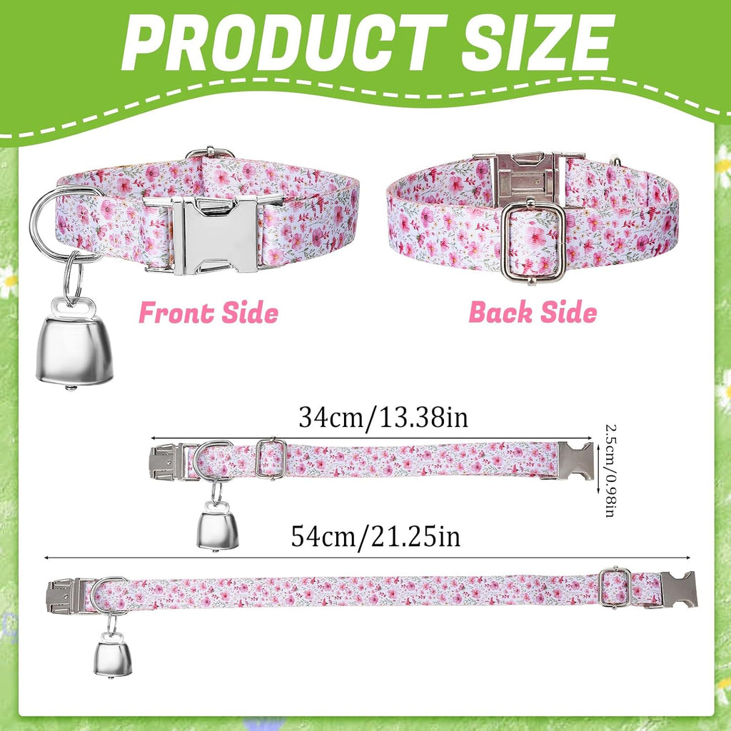 Three pack multicolor flower pattern livestock neck collars for goats and sheep.