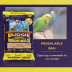 Hagen 6 pound bird seed bag reclosable zipper detail